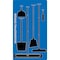 5S Supplies 5S Housekeeping Shadow Board Broom Station Version 2 - Blue Board / Black Shadows  With Broom HSB-V2-BLUE-KIT - alternate 1